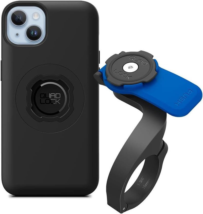 QUAD LOCK Out Front Handlebar Bike Phone Mount (V3) with MAG Phone Case for iPhone 14 Plus - Image 1